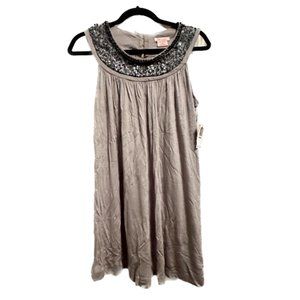 NWT Light Gray Dress with Silver Sequin Neck, Fire Los Angeles, M